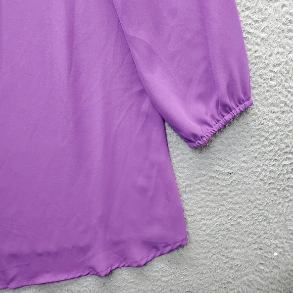 Indigo Rose Tunic Top Women Medium Purple Balloon Sleeve Crochet Lace Scoop Neck - Picture 9 of 9